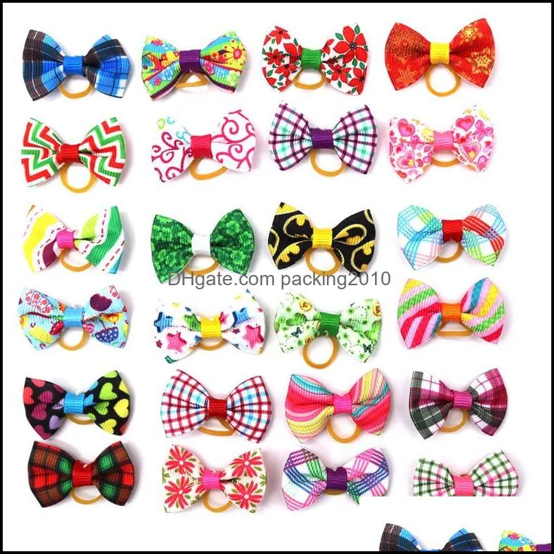 Pet Head Flower Plaid Bow Classic Pet Dog Cat Hair Accessories Pet Headwear Hair Band Dog Grooming