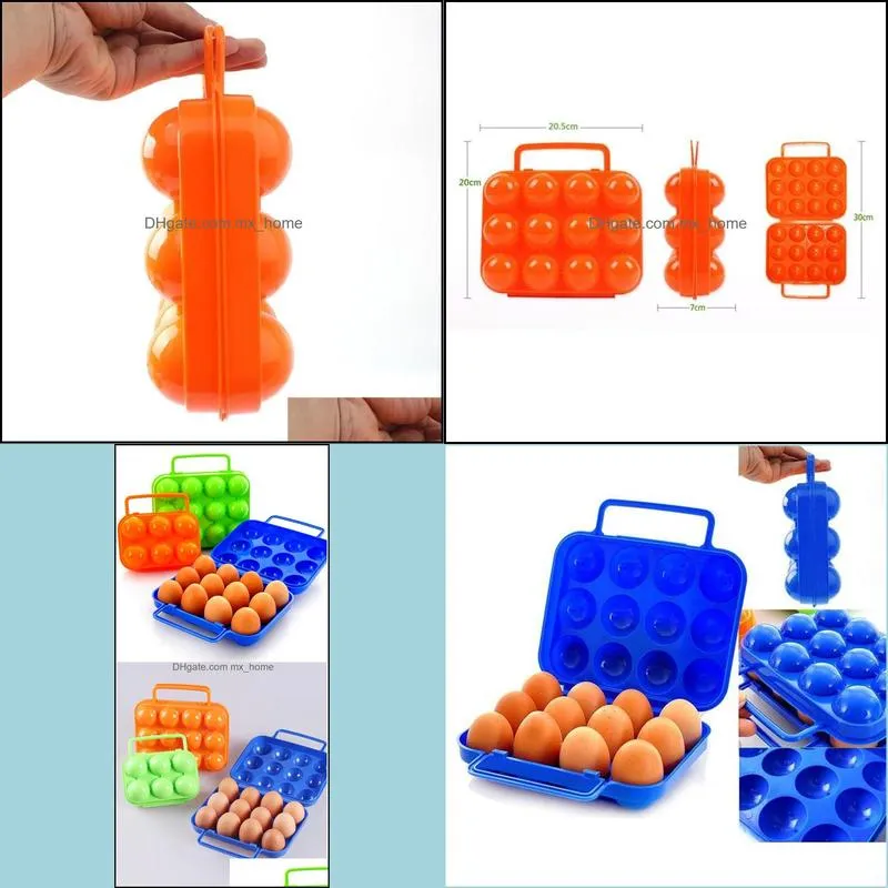 Portable 12pcs Eggs Contain Storage Boxes Kitchen Convenient Container Hiking Outdoor Camping Carrier For Egg Folding Case Box