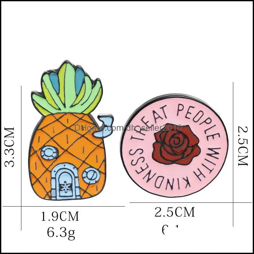 Pineapple Home Rose Enamel Pins Creative Brooch Cartoon Special Tide New Lapel Denim Badge 6120 Q2