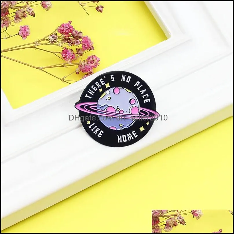 Cartoon Violet Planet Star Enamel Pins Custom Universe Brooches Lapel Badges for Kids Jewelry 6121 Q2