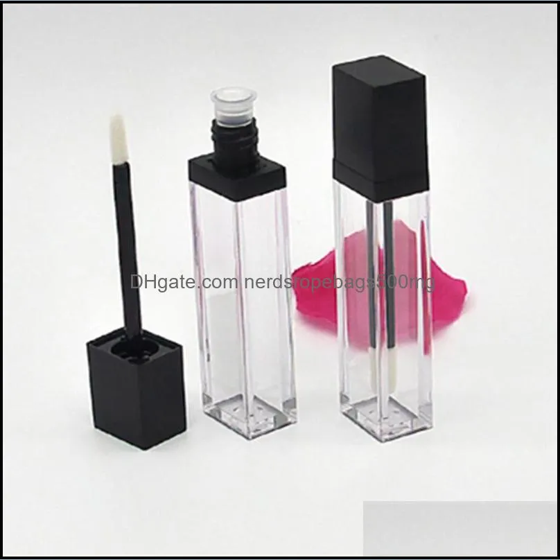 7ML Clear Square Plastic Lip Gloss Tubes Empty Lipgloss Sample Container Cosmetic Lip Glaze Transparent Packaging Bottle