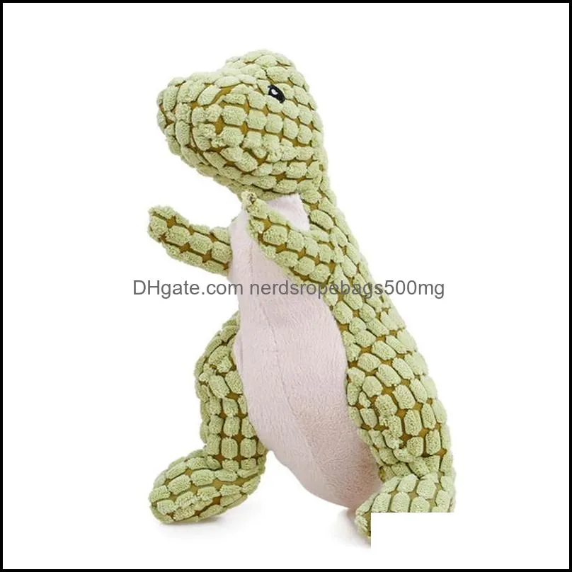 Pet Dog Durable Chew Toys Cute Dinosaur Squeak Toys Puppy Teeth Cleaning Training Chew Squeakers Sound Animal Toy Pet Dog Supply