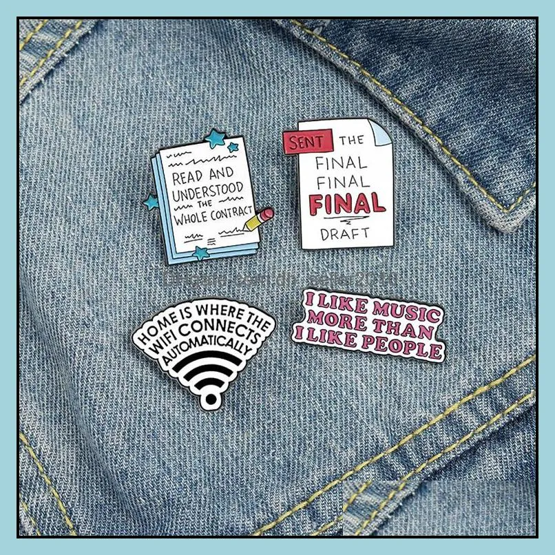 Customized Cartoon Brooch Alphabetic Series Jewelry Personality Label Wifi Signal Brooches Accessories Badge Enamel Pins 1125 D3