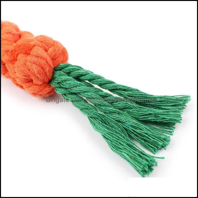 Carrot Shape Rope Toy Pet Long Braided Cotton Rope Toys Puppy Tooth Cleaning Chew Toys Dog Outdoor Traning Fun Playing Toys