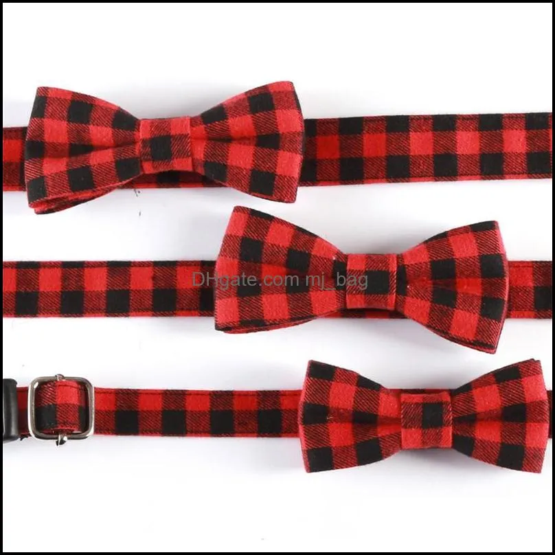 Hot Dog Plaid Collar Puppy Bowknot Collars with Adjustable Safety Buckle Cats Dog Bow Tie Pet Accessories