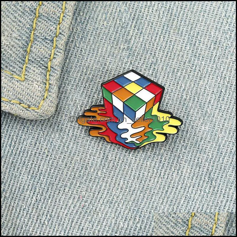 Melty Cube Enamel Pin Colorful Toy Brooch Bag Clothes Lapel Badge Cartoon Jewelry Gift for Kids Friends 6151 Q2