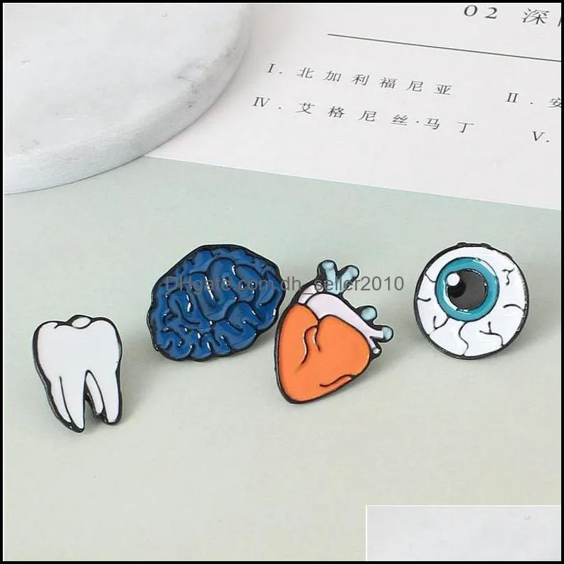 Customized Brain Eye Tooth Bulk Enamel Pins Women Men Custom Jewelry Fashion Color Charms Hard Enamel Brooches 1200 D3
