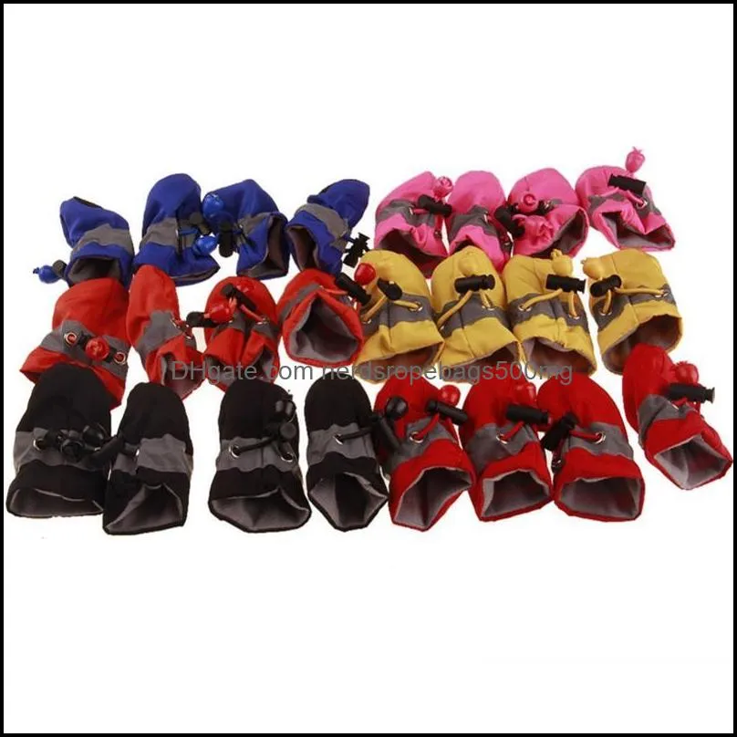 4pcs/set Footwear Thick Dog Socks Waterproof Anti-slip Winter Warm Rain Boots Puppy Sneakers Protective Pet Shoes Pet Supplies