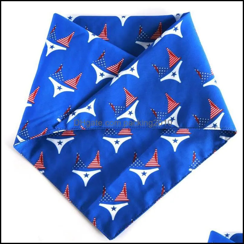 Dog Bandanas American Flag Dog Scarfs Independence Day Double Layer Bibs Pet Costume Accessories for Medium Large Dogs