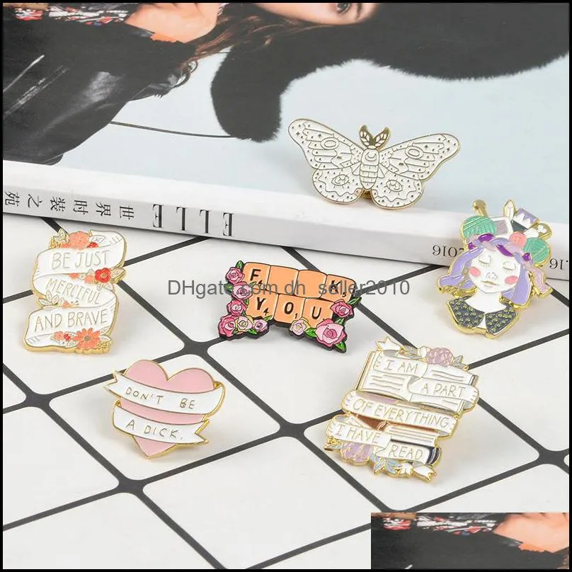 Cartoon Letter Personality Brooches Originality Love Butterfly Girl Ornaments Pin Jewelry Gift 2 5qb T2