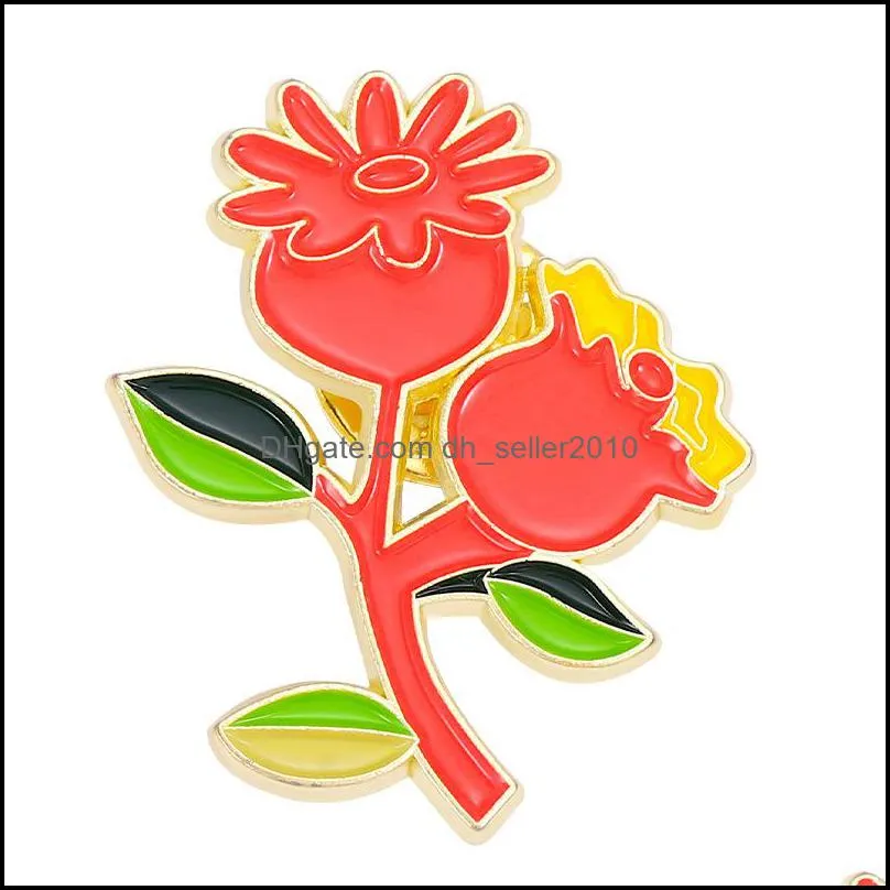 Woman Metal Enamel Lapel Brooches Pin Anagallis Lily Flower Bamboo Shoots Plant Cartoon Alloy Badge Backpack Accessories Cute Brooch Jewelry 1257