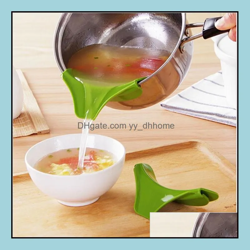 Creative Anti-spill Kitchenware Round Edge Silicone Liquid Funnel Diversion Mouth Home Pour Soup Tool Kitchen Tools