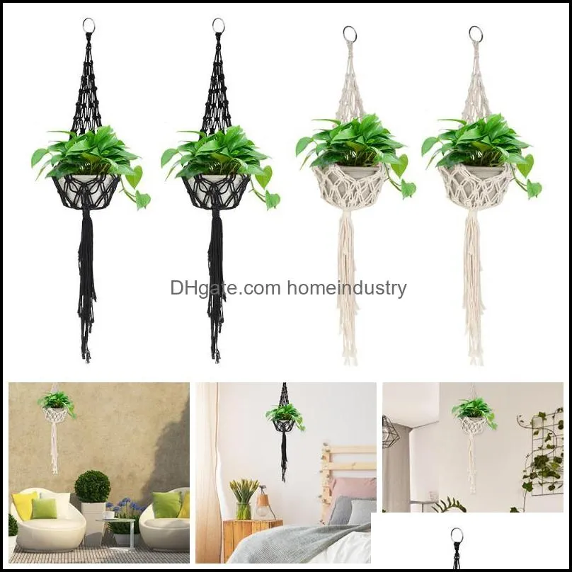 other garden supplies handmade flower pot net bag braided home vintage decor plant hanging basket knotted rope hanger tray