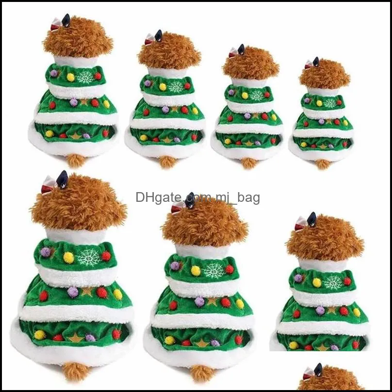 Christmas Tree Shaped Dog Puppy Costume Pet Winter Clothes Comfortable Warm Christmas Hoodie Dress For Party Decoration Wholesale