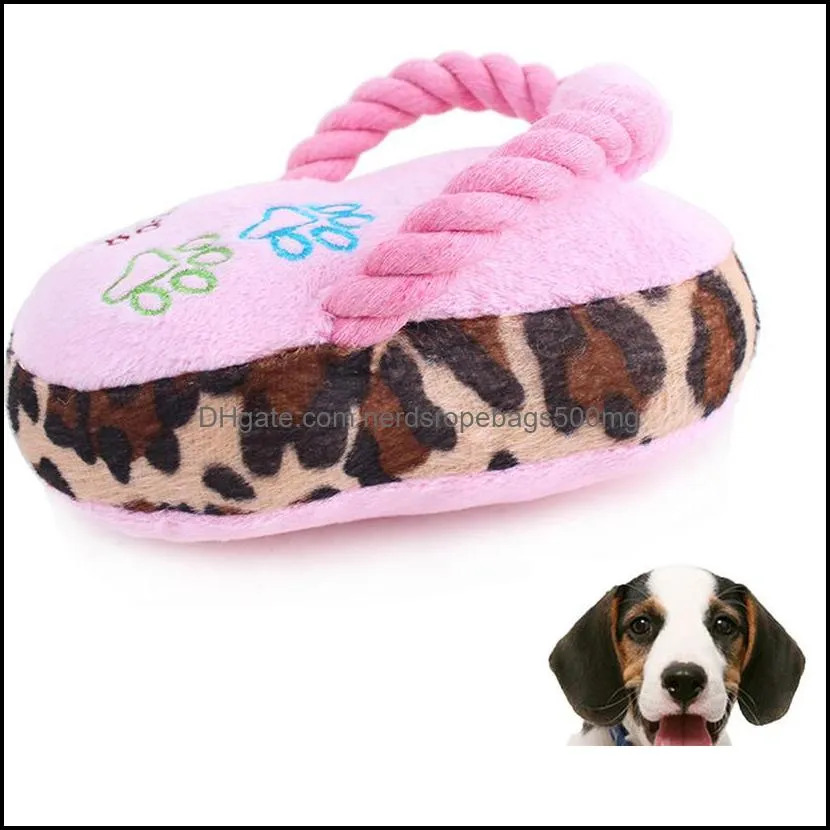 Cute Puppy Magnetic Dog Toy Pet Chew Play Squeaker Sound Plush Slippers Bread shape Gift Plush Slipper Shape Toy For Puppy