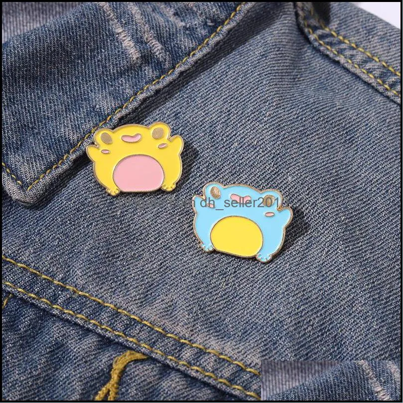 Colored Lapel Pin Brooches Cartoon Cute Solar Sunflower Sunflower Yellow Blue Frog Ins Alloy Brooch Badge Student Book Packaging Accessories 1275