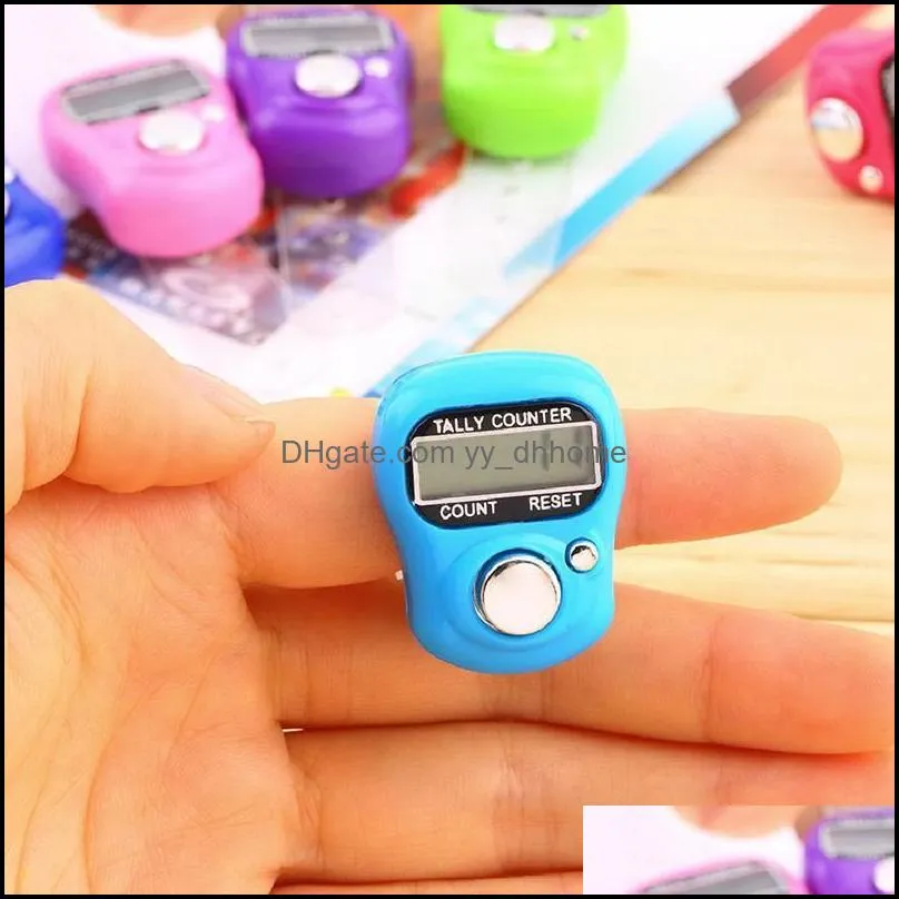 Mini Hand Hold Band Tally Counter LCD Digital Screen Finger Ring Electronics Head Count Buddha Electronic Counters Multicolor