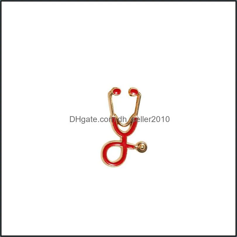 Hot Nurse Doctor Stethoscope Enamel Brooch Pins Creative Lapel Brooches badge For women Men Girl Boy Fashion Jewelry Gift 180 O2