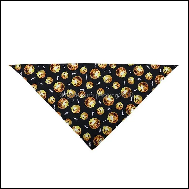 Pet Dog Bandana Halloween Skull Pumpkin Printed Pet Scarf Handkerchief Bib for Medium Large Dog Cat Collar Party Grooming Accessories