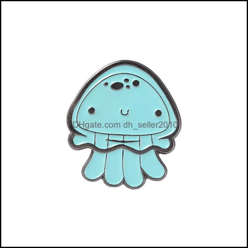 Customized Enamel Pin Cartoon Alloy Badges Insignia Men Women Animal Bulk Jewelry Jellyfish Hippos Starfish Whales Enamel Brooches 1071