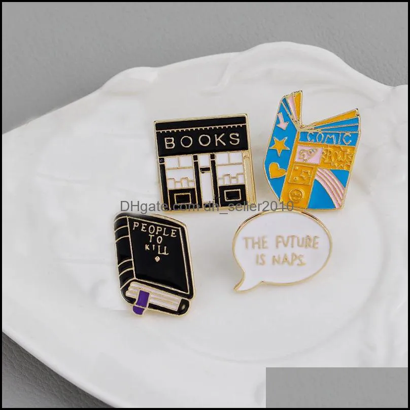 Book pins collection ~ Book Library Enamel pins Lapel Badges Brooches men women Book gift C3