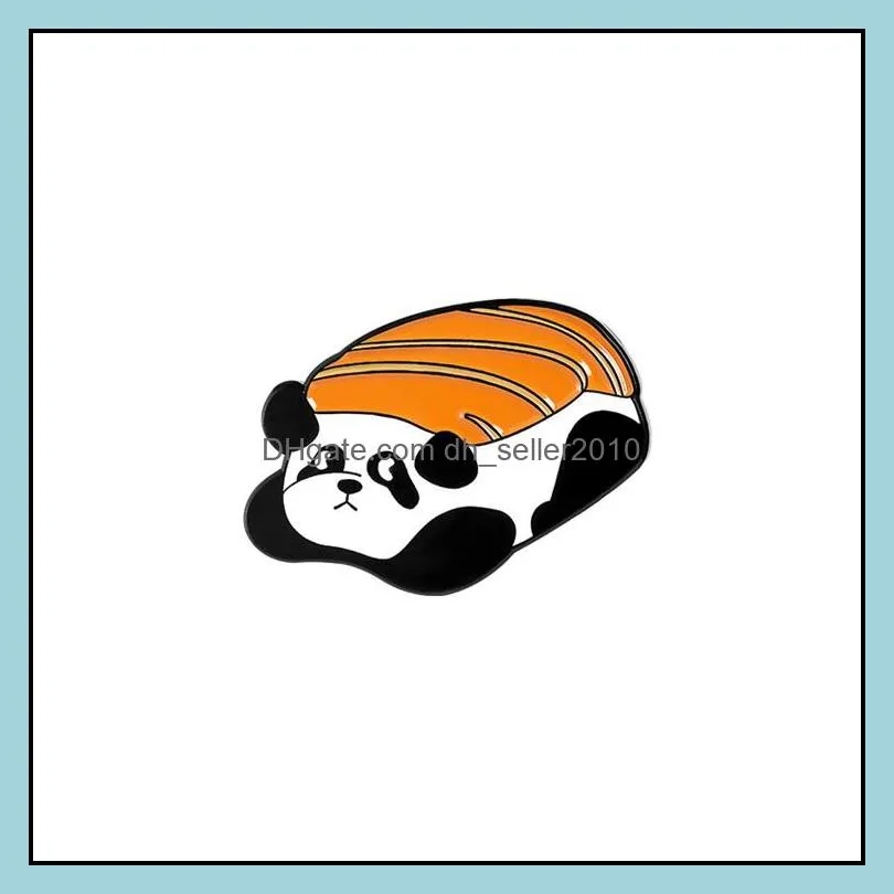 Customized Brooches Sushi Panda Enamel Pin Creative Fun Jeans Jewelry Accessories For Women Men Alloy Brooch 1038 D3