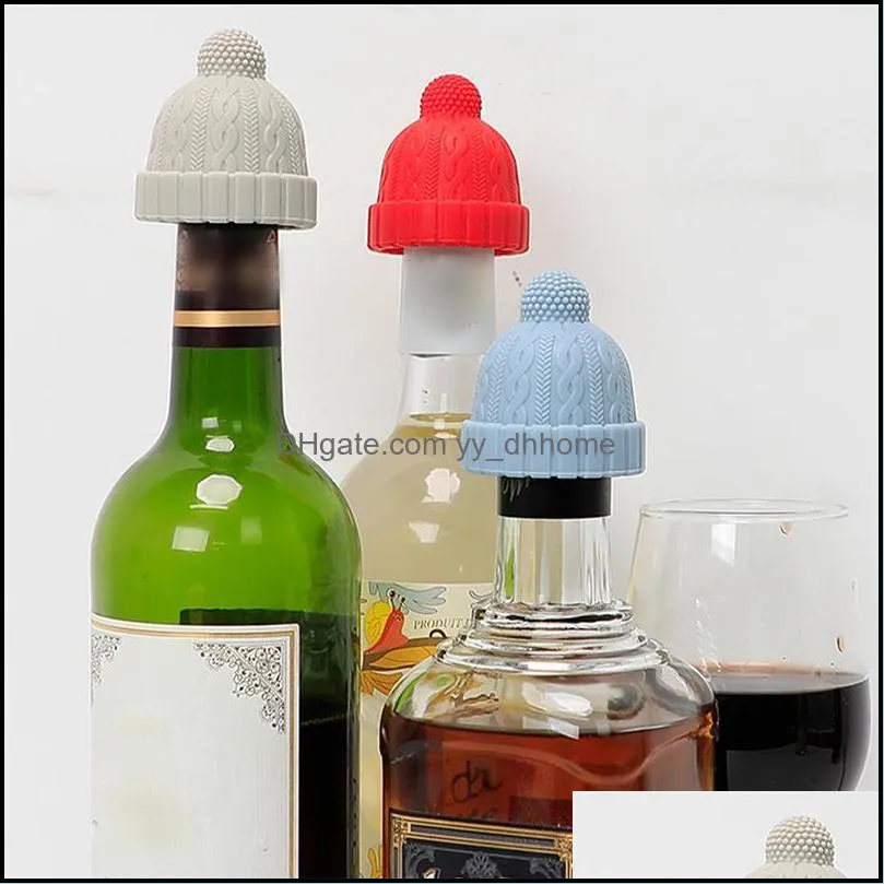 Woolen Cap Silicone Wine Bottle Stopper Creative Hat Shaped Wine Stopper -Keeping Sealed Lid Preservative Stopper Kitchen Gadgets