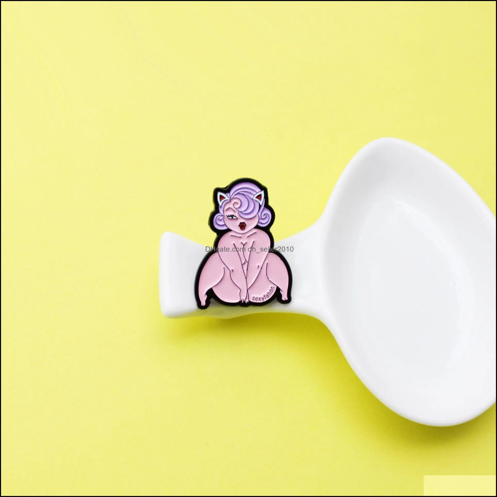 Sexy Lady Enamel Pin Brooch Exposed Women Badges Clothes Lapel Pin Cap Bag Fun Jewelry 601 H1