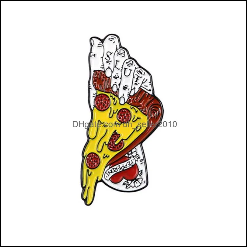 Enamel Brooch Pin Pizza Zombie Party Hand Shirt Lapel Bag Badge Brooches Jewelry 1464 E3