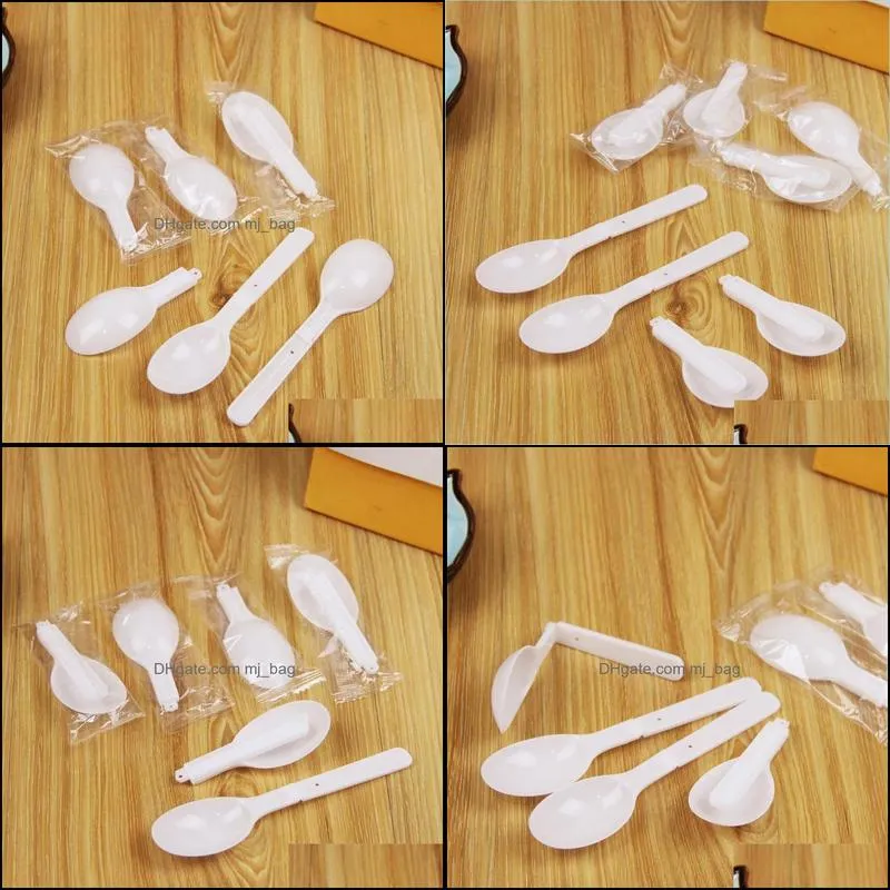 5000pcs Disposable Plastic White Scoop Folding Spoon Ice Cream Pudding Yoghourt Congee Scoop with Individual Package