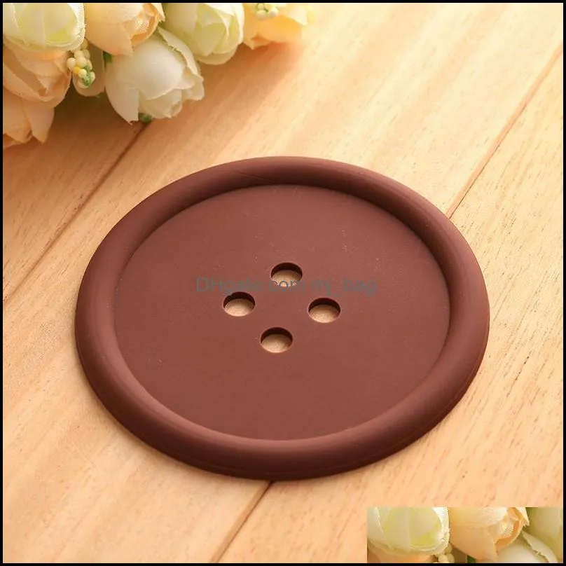 5 Colors Silicone Cup Mat Cute Colorful Button Cup Coaster Cushion Holder Drink Cup Placemat Mat Pads Coffee Pad