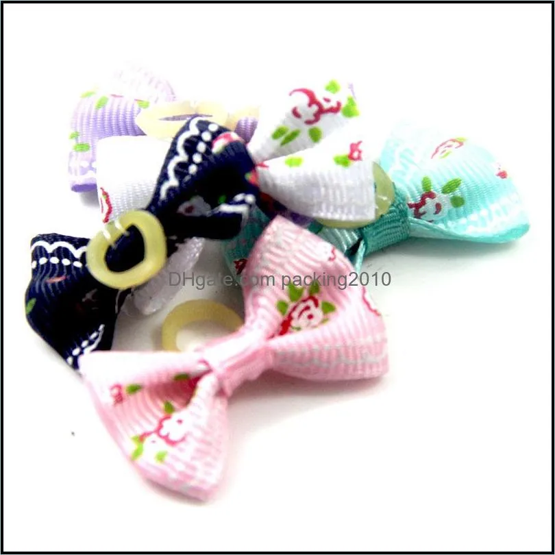 Pet Puppy Cat Dog Hair Bows with Rubber Bands Dog Grooming Accessories for Small Dogs Pet Supplies