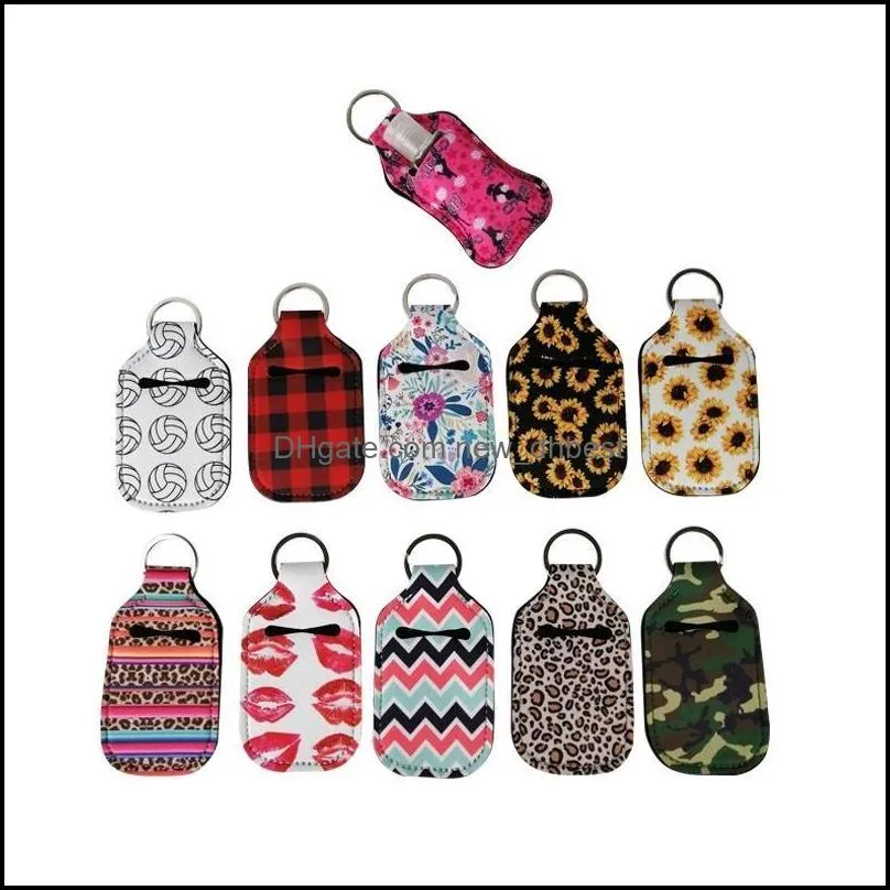 30ml Hand Sanitizer Holder Neoprene Keychain Mini Bottle Cover White Color Rectangle Shape Chapstick Holder 24 Colors