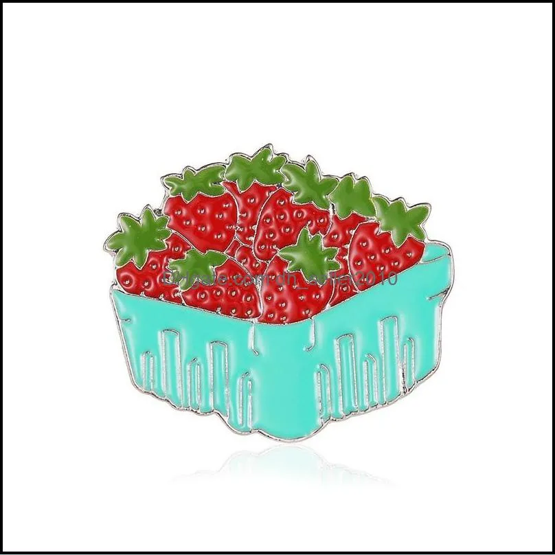 Enamel Brooch Blueberries Strawberry Fruit Brooches Pins Badge Backpack Accessories Jewelry 1470 E3