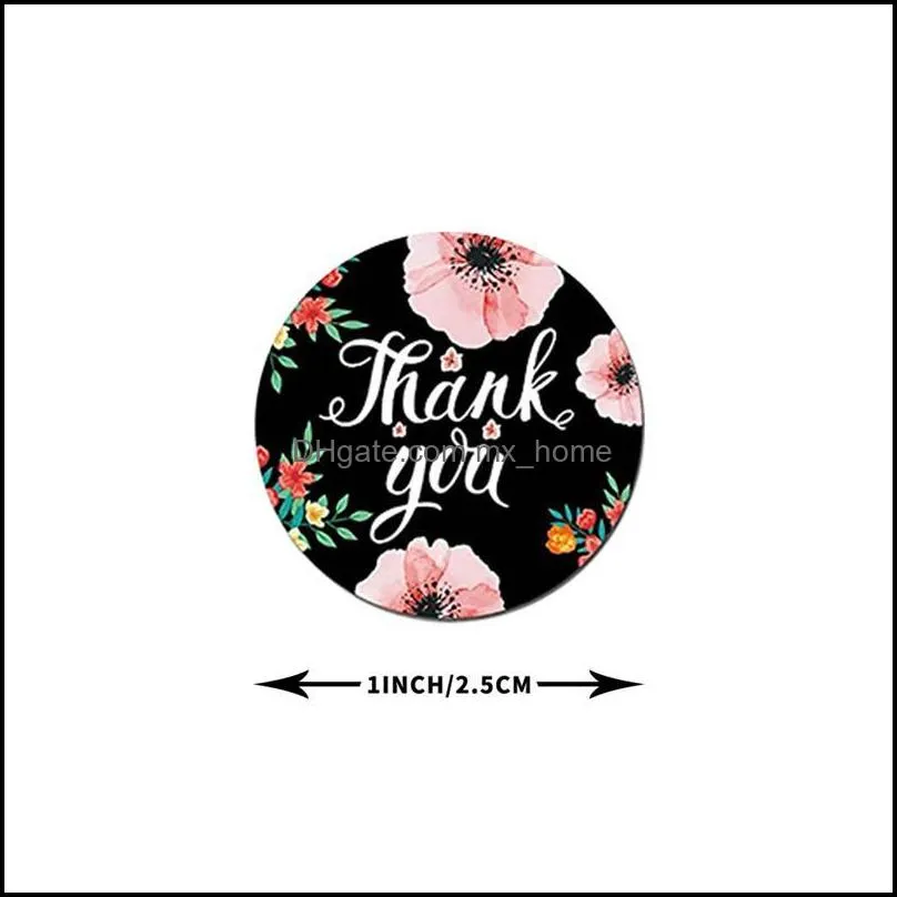 500pcs/roll Round Floral Thank You Stickers Scrapbooking for Package Seal Labels Custom Sticker Decoration Wedding Stickers