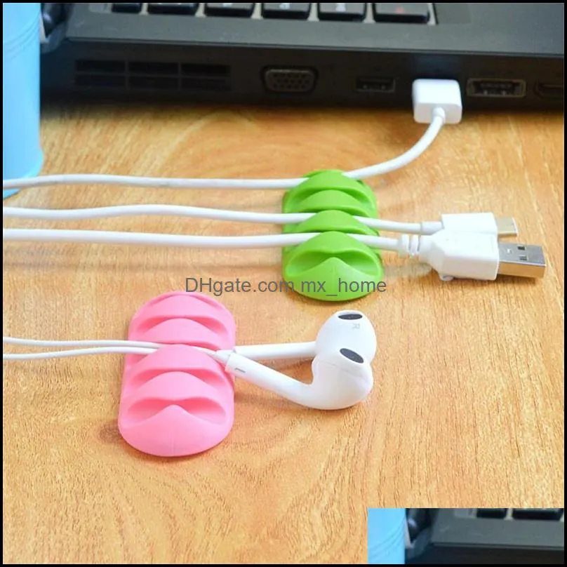 Creative Cable Organizer Earphone Cable Winder Organizer Flexible USB Winder Clips Holder Home Office Desk Organizer Supply