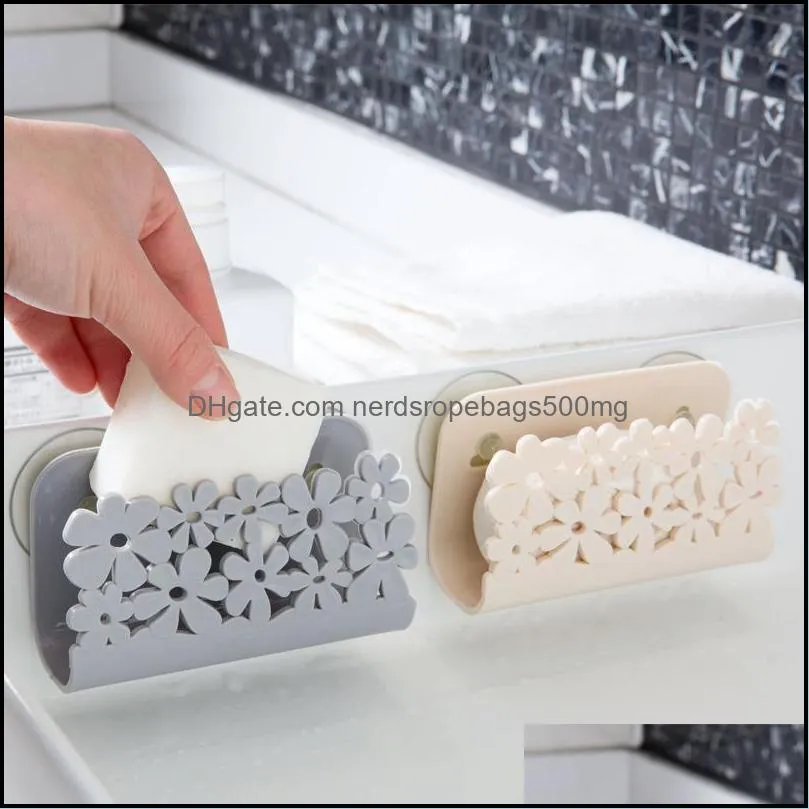 Kitchen Storage Rack Sink Flower Shape Sponge Holder Suction Cup Mop Soap Holders Plastic Shelves Organizer Bathroom Accessories