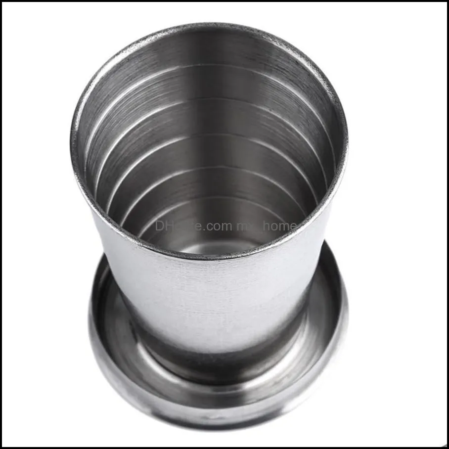 Wholesale 75ml Stainless Steel Portable Outdoor Travel Camping Folding Foldable Collapsible Cup Tea Cup Free Shipping