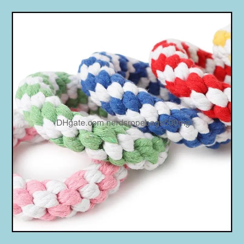 11cm Lovely Donut Pet Play Toys Pet Dog Cotton Rope Chew Toys Pets Dogs Molar Toy Pet Teeth Cleaning Supplies