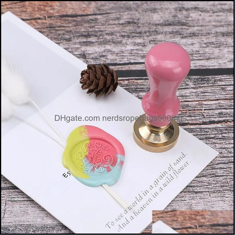 Wood Handle Wax Seal Stamp Accessories Portable Mini Diy Seal Tool Retro Macaron Color Just Grip Post Gifts Decorative without head