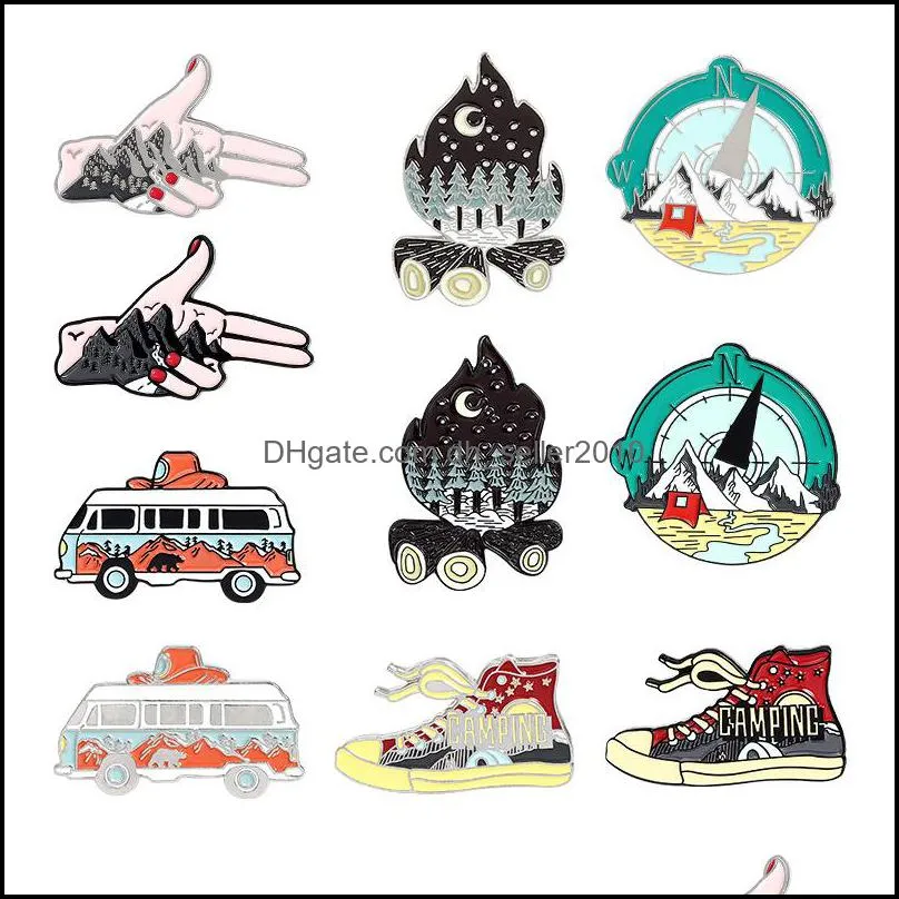 Vintage Bus Fire Shoes Enamel Brooches Pin Women Dress Shirt Demin Metal Brooch Pins Badges Promotion Gift 6146 Q2