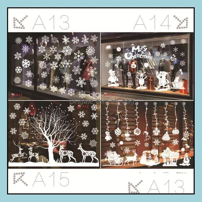 White Christmas Sticker Removable Gelless Static Xmas Decoration PVC Glass Window Sticker Windows Paper Free Shipping