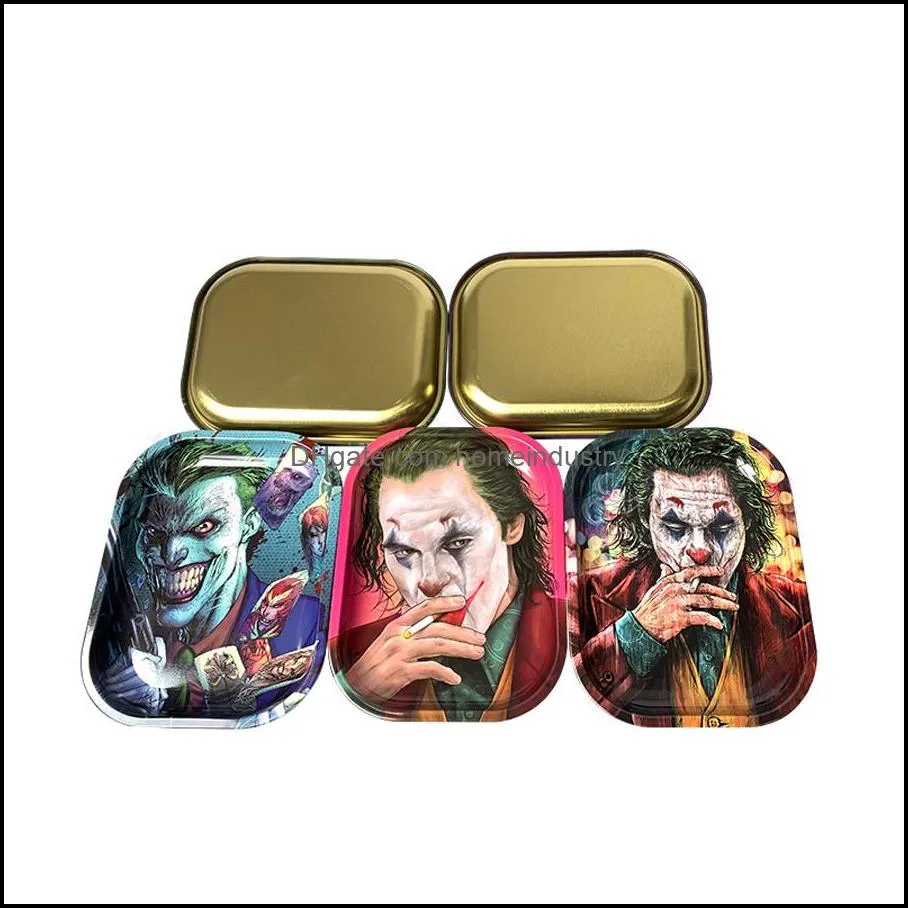 wholesale custom logo cartoon rolling tray for hand cigarette paper roller blank tobacco tin smoking small metal trays rolling tray