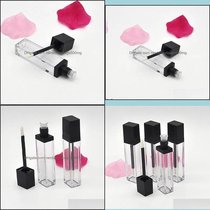 7ML Clear Square Plastic Lip Gloss Tubes Empty Lipgloss Sample Container Cosmetic Lip Glaze Transparent Packaging Bottle