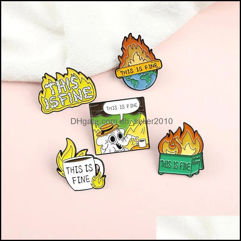 Funny Metal Enamel Lapel Brooches Pin Flame Earth Shaped Brooch Creative Halloween Costume Decoration Genshin Cute Badge 2qs E3