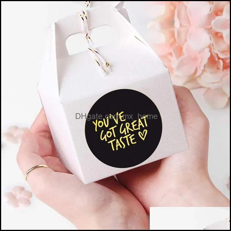 500pcs/roll You`ve Got Great Taste Stickers Gold Foil Business Thank You Stickers Gift Wrapped Party Stationery Sticker