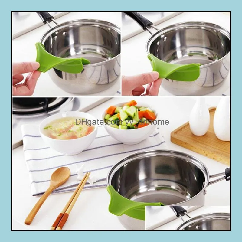 Creative Anti-spill Kitchenware Round Edge Silicone Liquid Funnel Diversion Mouth Home Pour Soup Tool Kitchen Tools