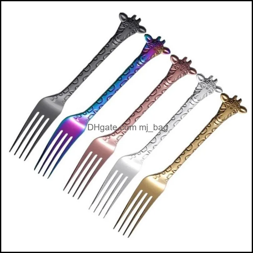 304 Stainless Steel Dessert Spoon Cartoon Giraffe Spoons Cake Ice Cream Coffee Stirring Spoon Kitchen Tableware Dining Teaspoon Tool