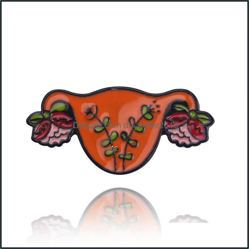 Feminism Blooming Uterus Flower Enamel Brooch Pins Badge Lapel Alloy Metal Fashion Jewelry Accessories Gifts 6143 Q2