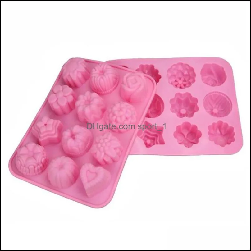 Wholesale Flower Shape Muffin Case Candy Jelly Ice Cake Silicone Mould Baking Pan Tray Chocolate Egg Tart Mold